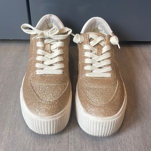 Size 8 Gold Sparkle Platform Sneakers
